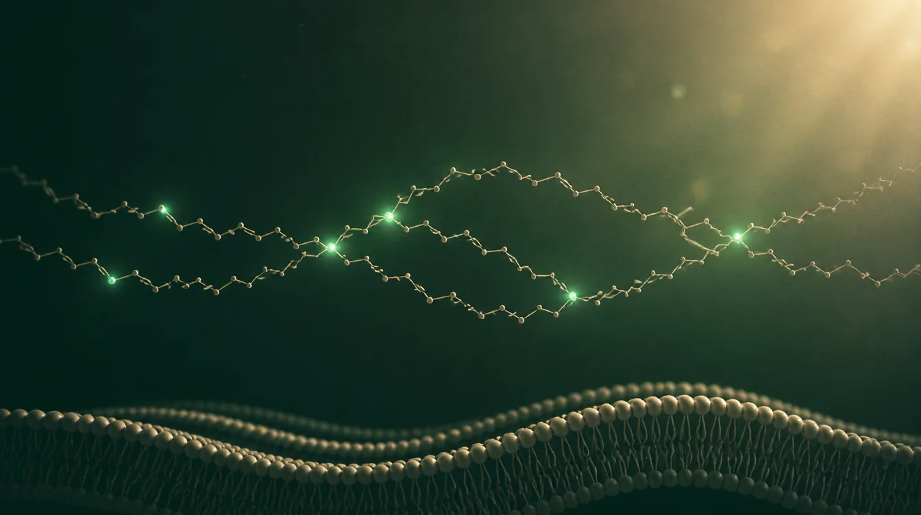 Visualisatie omega-3 vetzuurketens en fosfolipiden-membraan